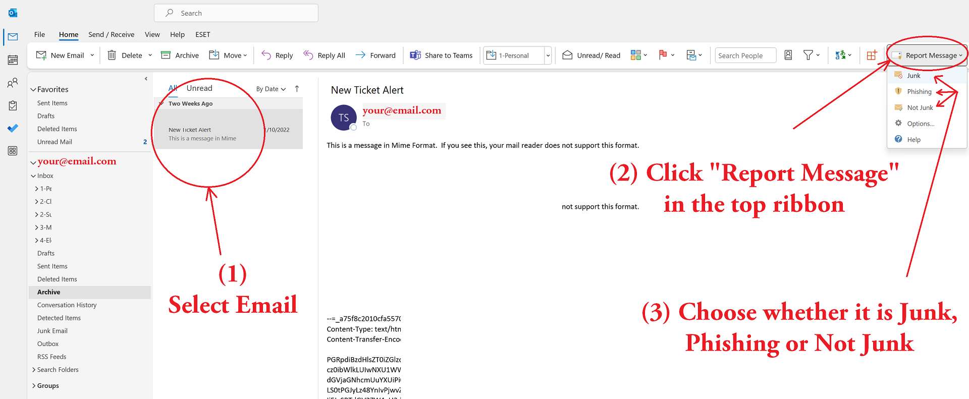 Microsoft Outlook Desktop - Report Message